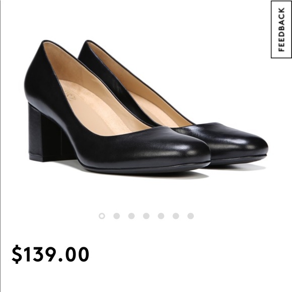 Naturalizer Black leather Pump thick heel shoe